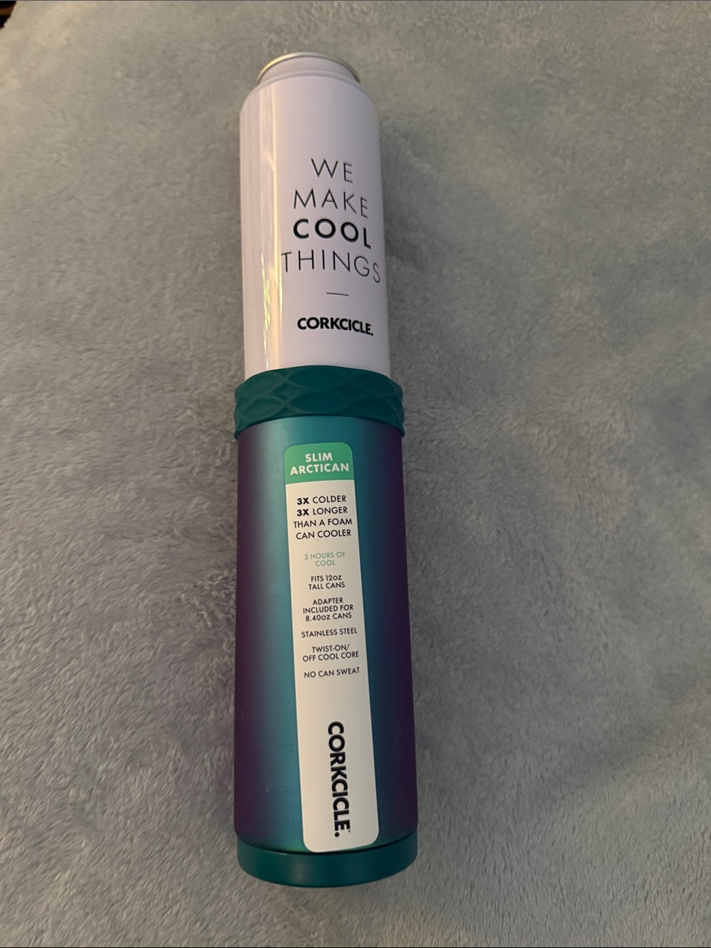 Corkcicle Slim Arcticcan Cooler — Teal to Purple Gradient